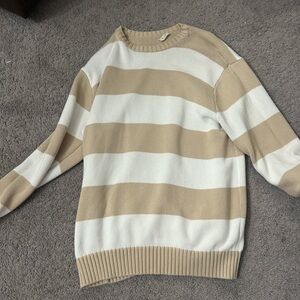 Brandy melville striped Beige and White Sweater